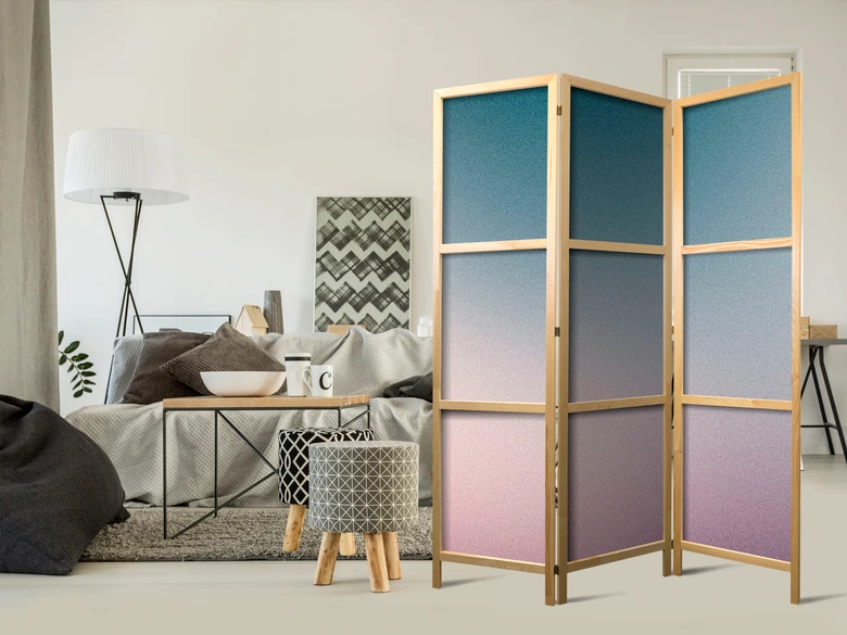 Japanischer Paravent, Raumteiler freistehend, Trennwand - Nostalgic Gradient: Muted Colors 