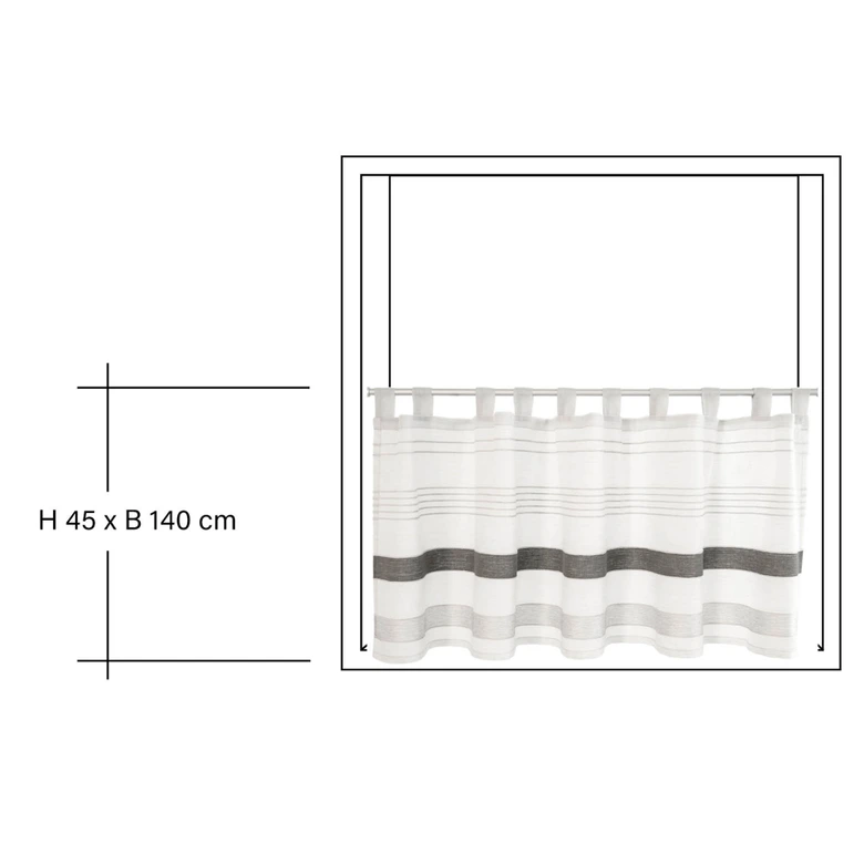Halbtransparente Scheibengardine - Schlaufenpanneaux mit Querstreifen - Panneaux weiß 