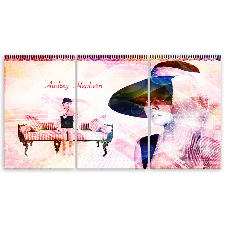 Leinwandbild 3-teilig, Audrey Hepburn 