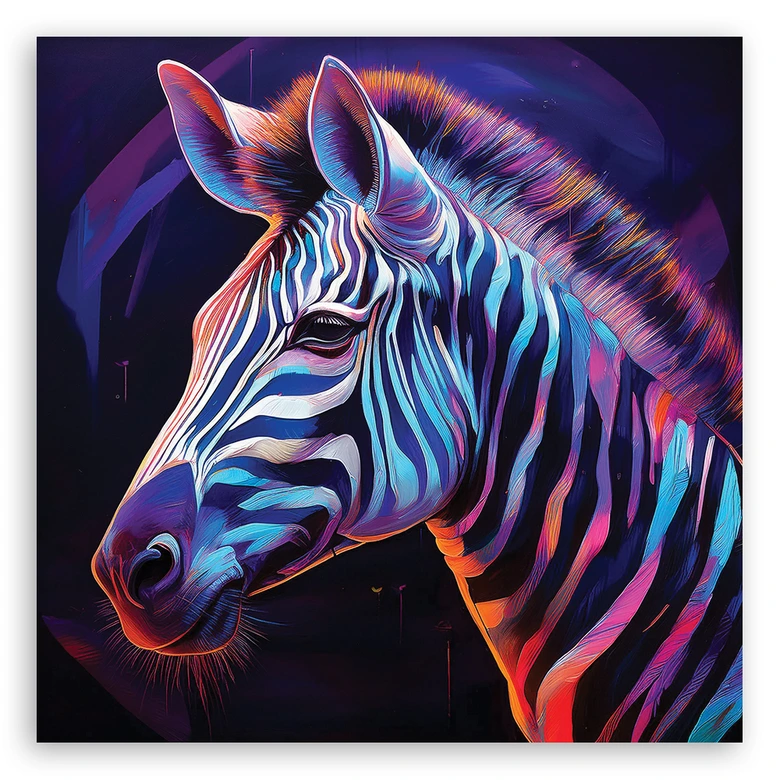 Leinwandbild Zebra Tiere Farbig 