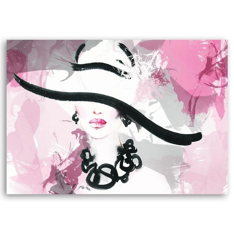 Canvasbillede, Glamour kvinde med hat 