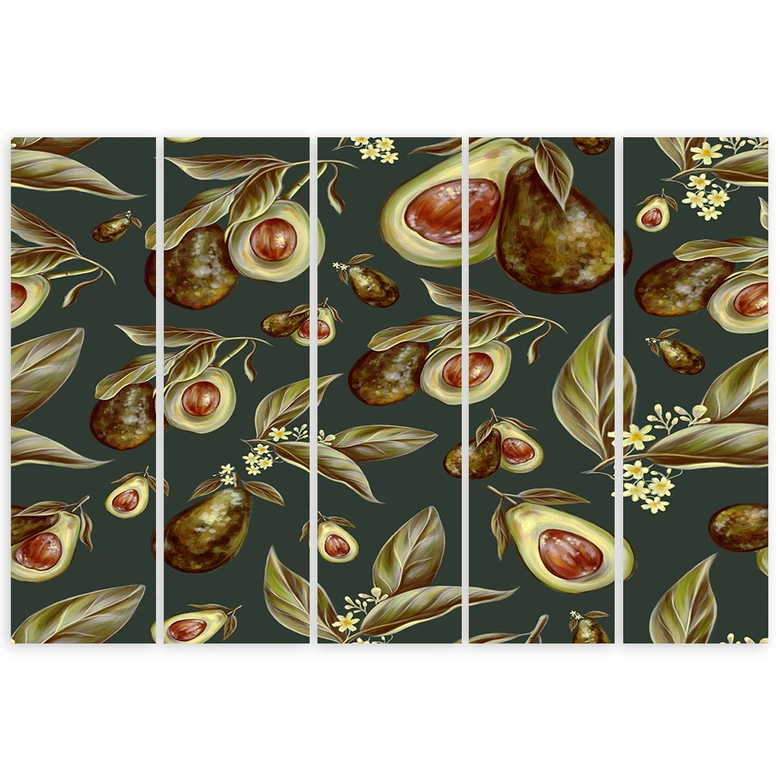 Leinwandbild 5 teilig, Avocado -Hälften 