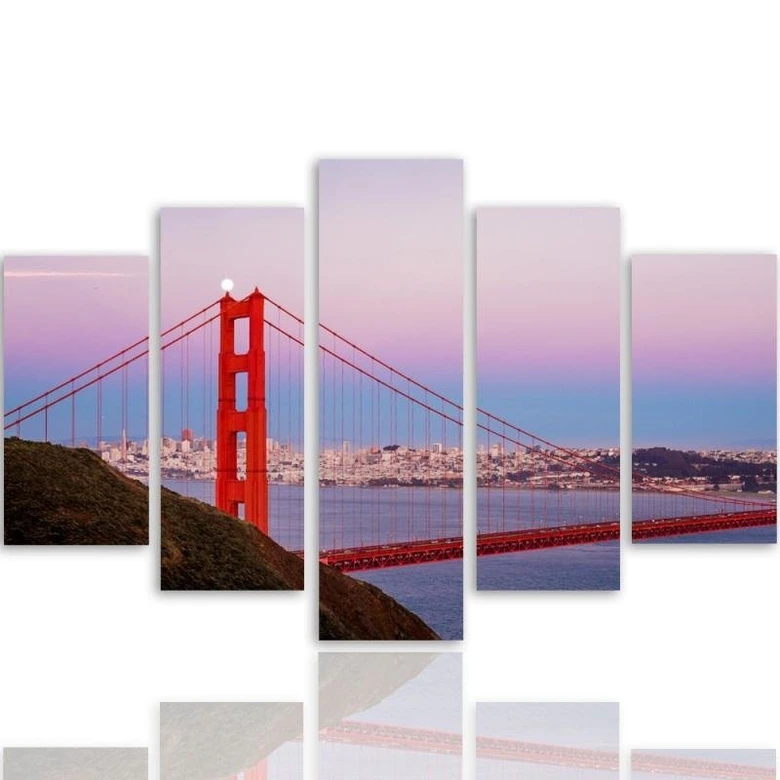 Leinwandbild 5 teilig, Golden Gate Bridge 