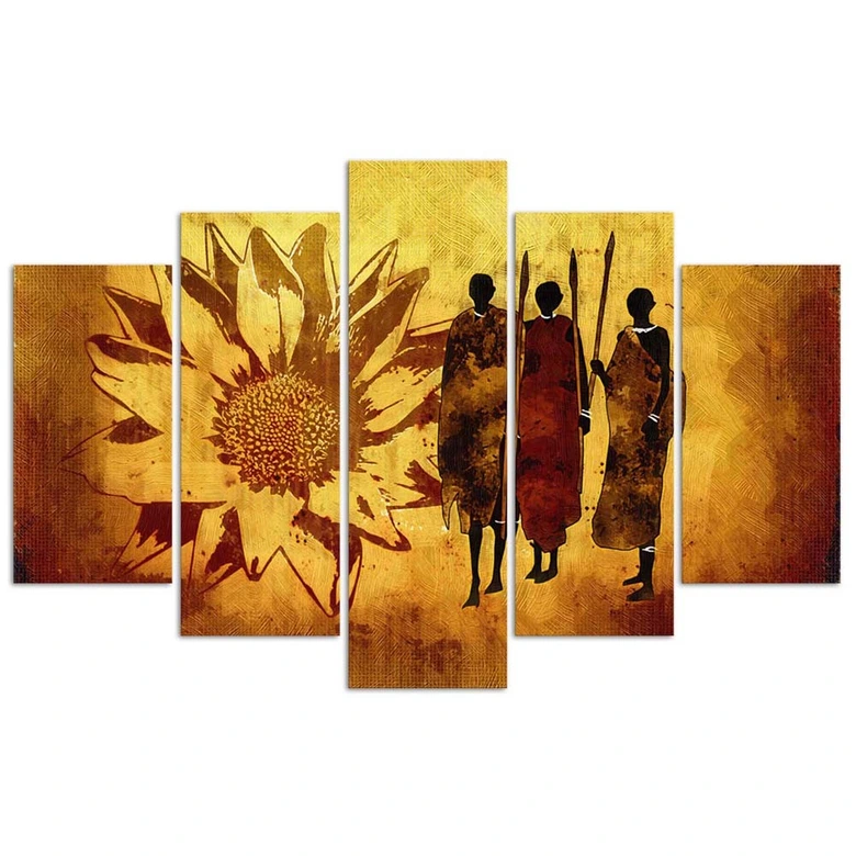 Leinwandbild 5 teilig, Afrika-Krieger 