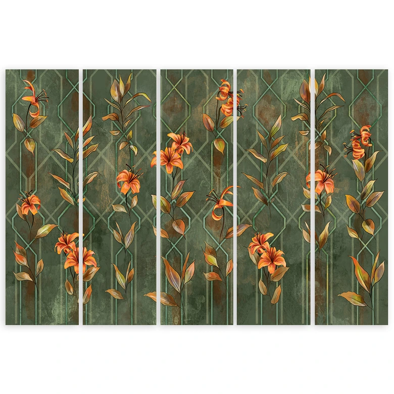 Leinwandbild 5 teilig, Lilia gelbe Blume 