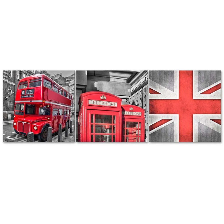 Leinwandbild 3-teilig, Londoner Rot 
