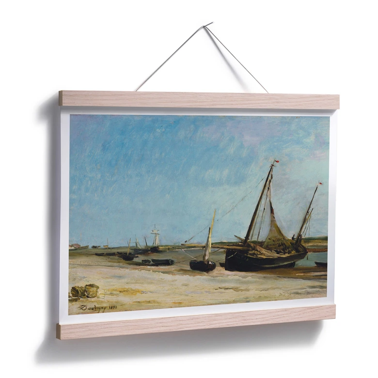 Poster Daubigny - Boote am Strand von Ètaples 