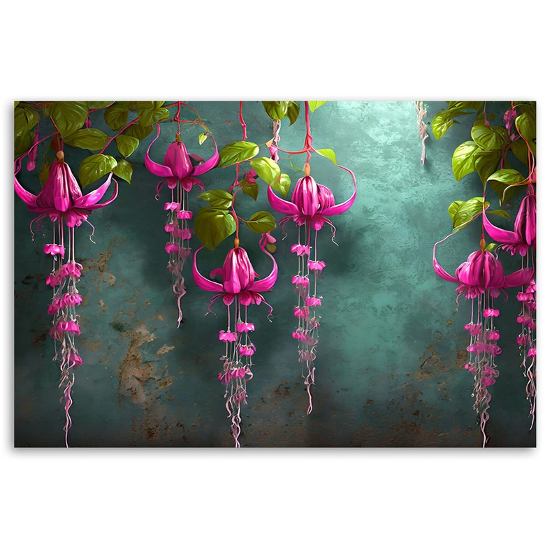 Leinwandbild, Hängende Glyzinienblüten 