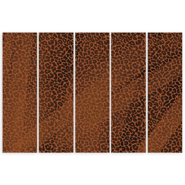Leinwandbild 5 teilig, Leopard Leopard Pelfpatches Muster 