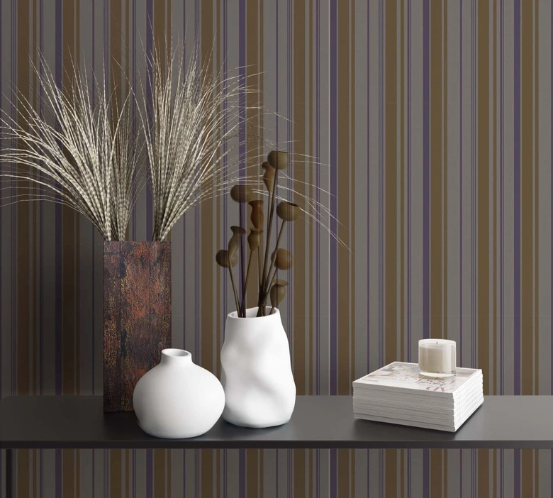 Vliestapete Streifen Modern, Klassisch, Shabby Chic in Braun  