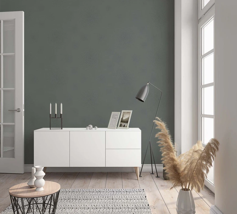 Vliestapete Struktur Punkte Modern, Romantisch, Shabby Chic in Anthrazit  