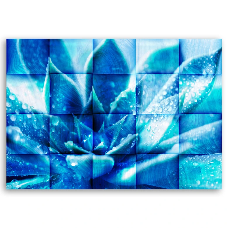 Canvasbillede, abstrakte blå blomster 3D 