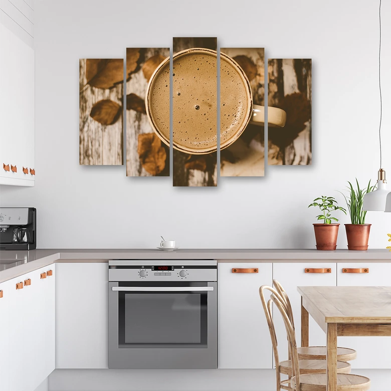 Leinwandbild 5 teilig, Vintage Retro Kaffee 