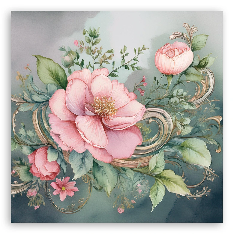 Leinwandbild Vintage Rosa Blume 