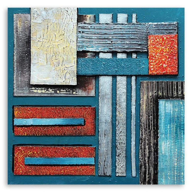 Leinwandbild, Abstrakt mit Blau wie gemalt 