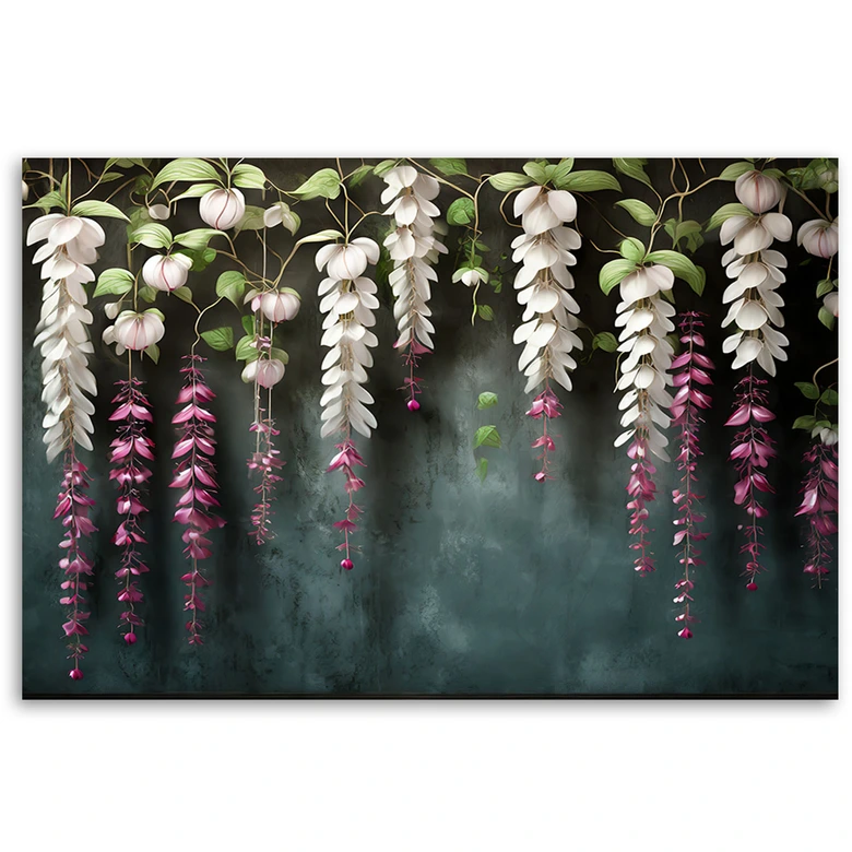 Canvasbillede, Hængende blåregnblomster 