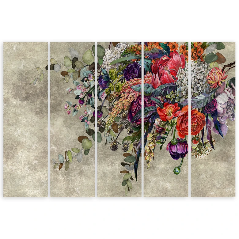 Leinwandbild 5 teilig, Blumenstrauß 