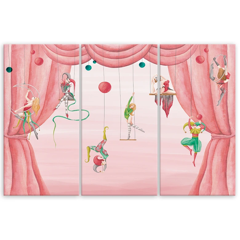 3-delige canvas print, circusacrobaat 