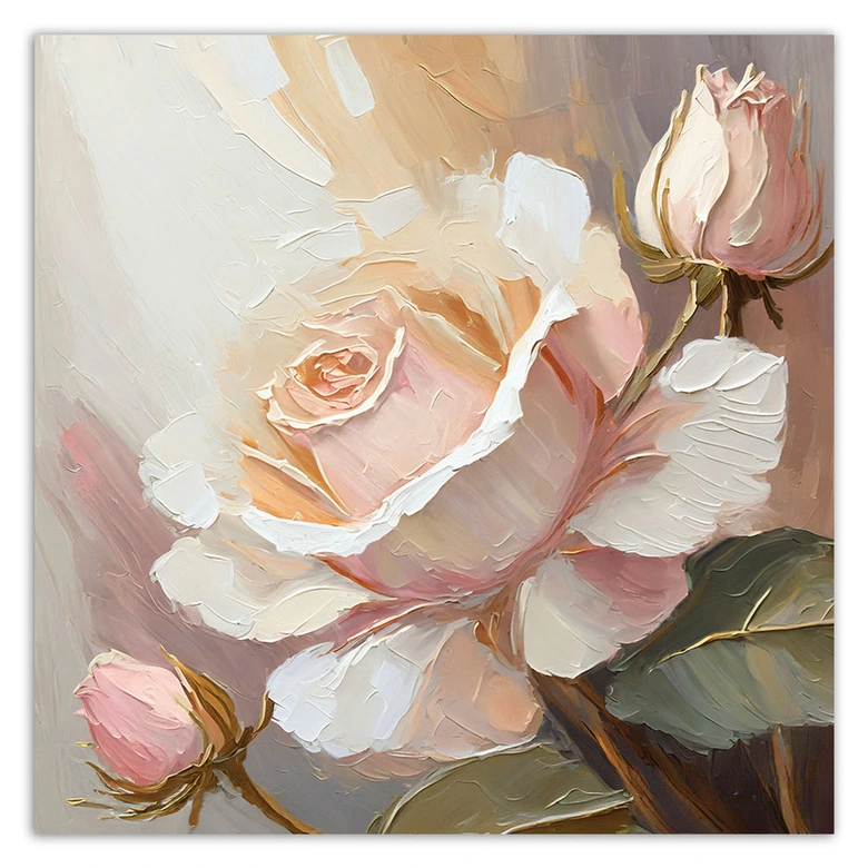 Leinwandbild, Handgemalte Rose 