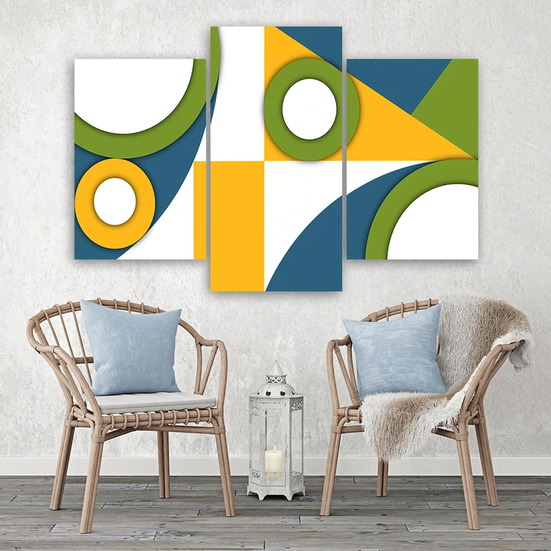 Leinwandbild 3 teilig, Geometrische Abstraktionsformen 