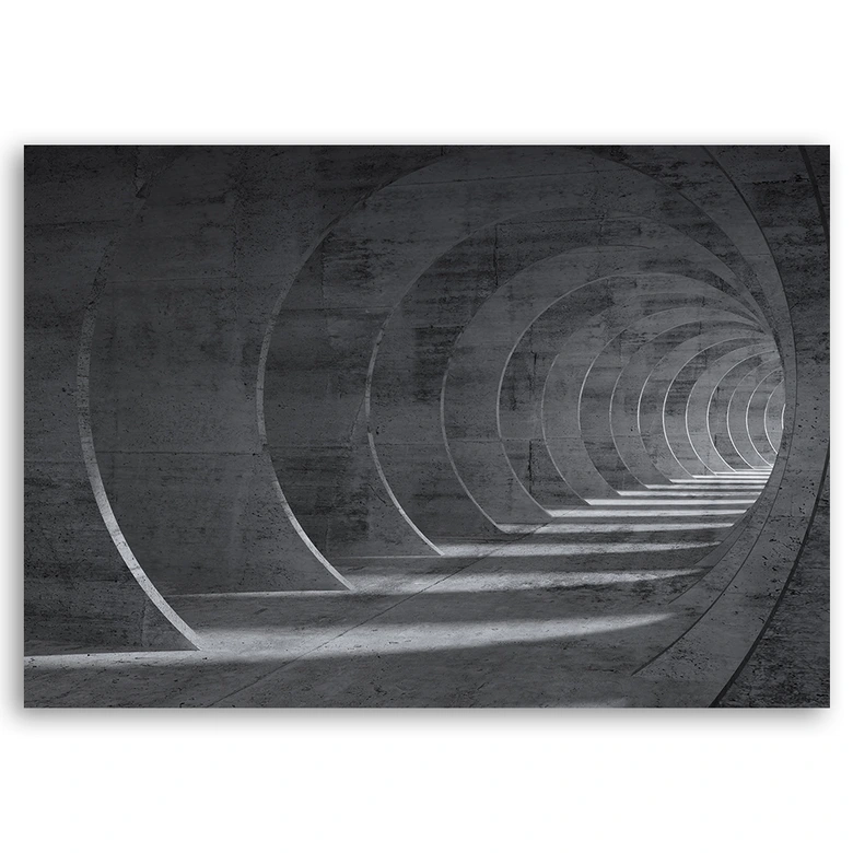 Leinwandbild, Grauer 3D Tunnel 