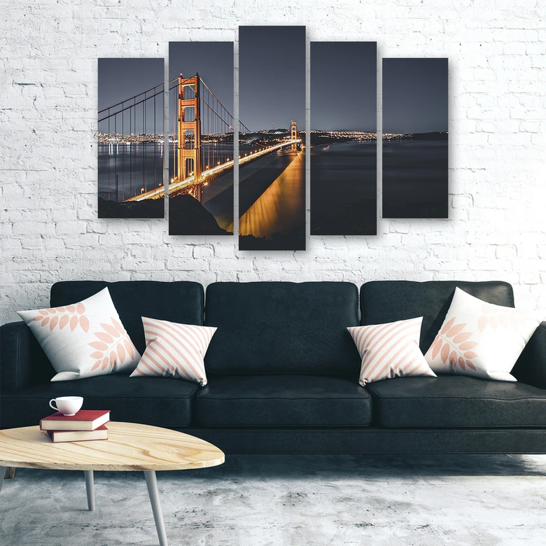 Wandbild 5-teilig, Goldene Gate von San Francisco 