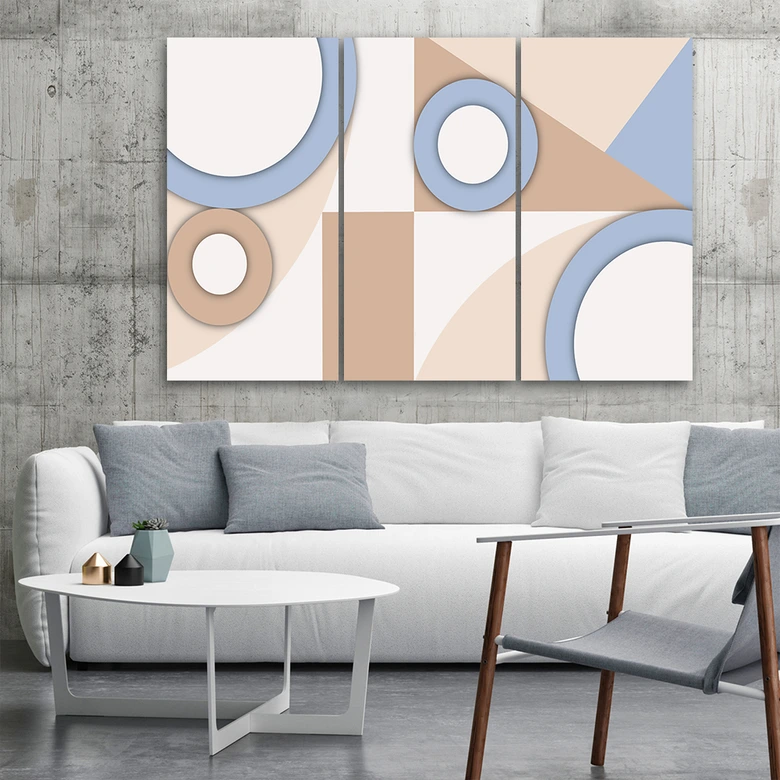 Leinwandbild 3 teilig, Geometrische Abstraktionsformen 