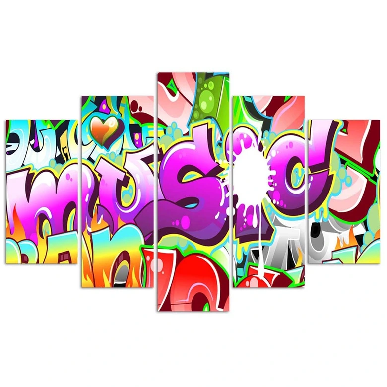 Leinwandbild 5 teilig, Abstrakte Graffiti-Musik 