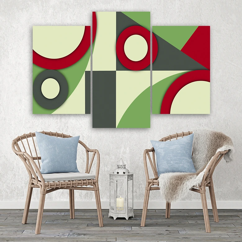Leinwandbild 3 teilig, Geometrische Abstraktionsformen 