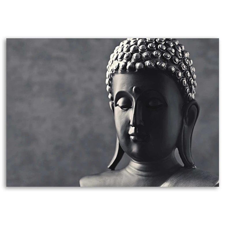 Leinwandbild, Buddha auf grauem Hintergrund 