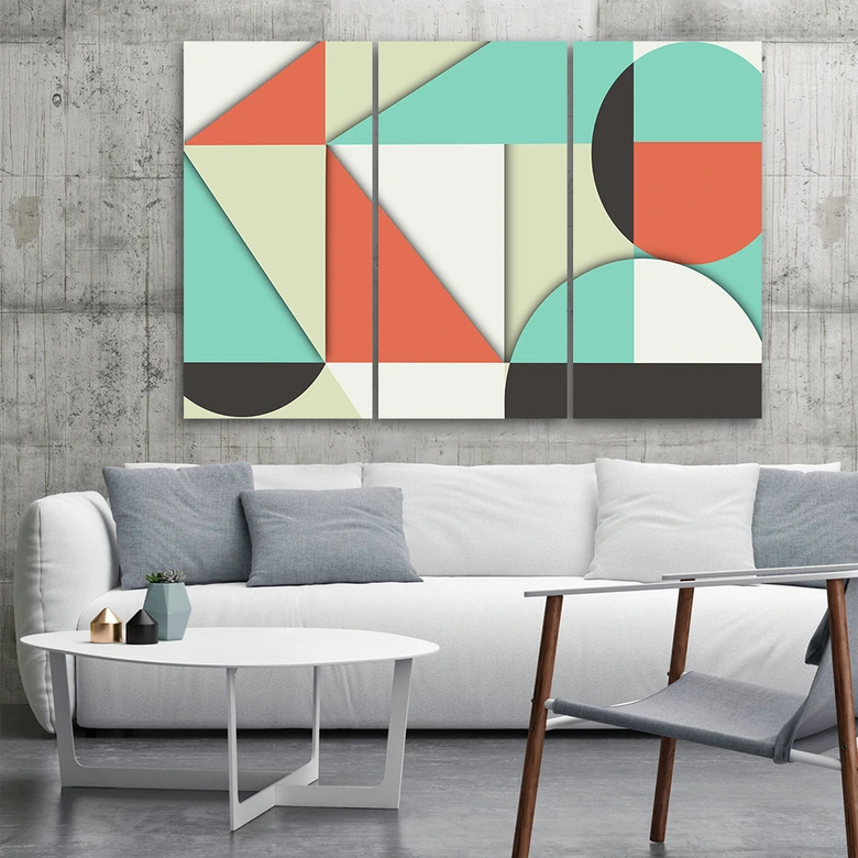 Leinwandbild 3 teilig, Geometrische Abstraktionsformen 