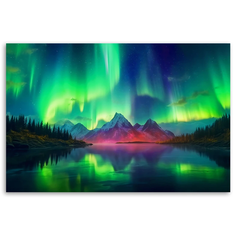 Canvas Schilderij, Groene lucht landschap 