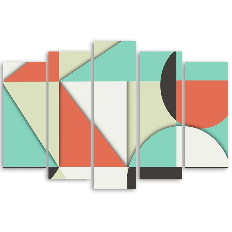 Leinwandbild 5 teilig, Geometrische Abstraktionsformen 