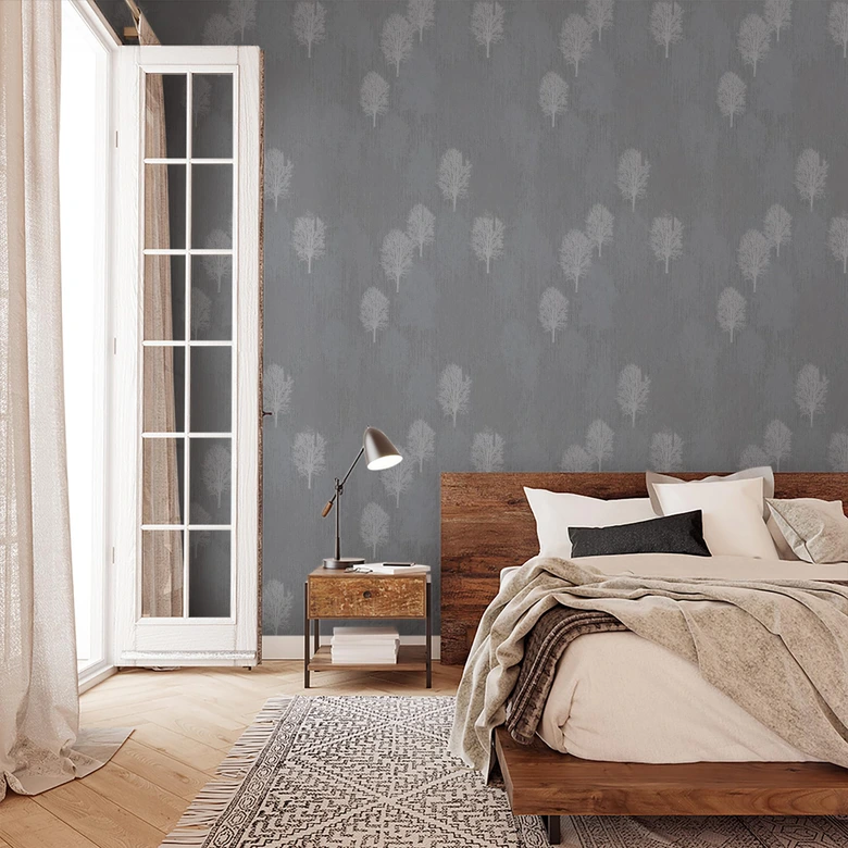 Vliestapete Illustration Modern, Natur in Silber  