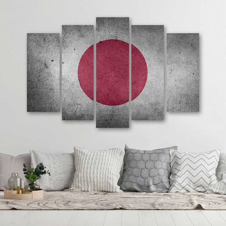 Leinwandbild 5 teilig, Flagge von Japan 