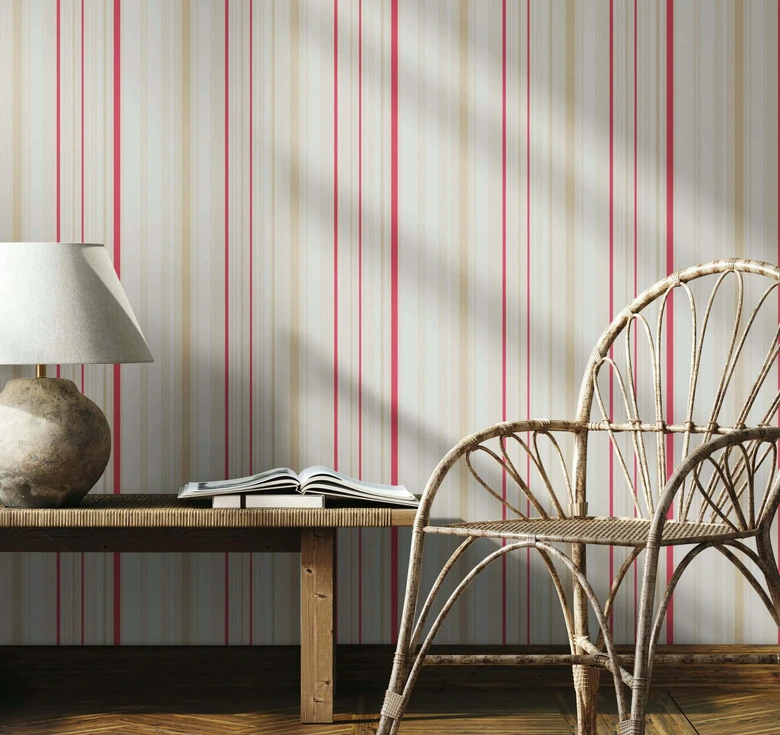 Vliestapete Streifen Modern, Klassisch, Romantisch in Beige  