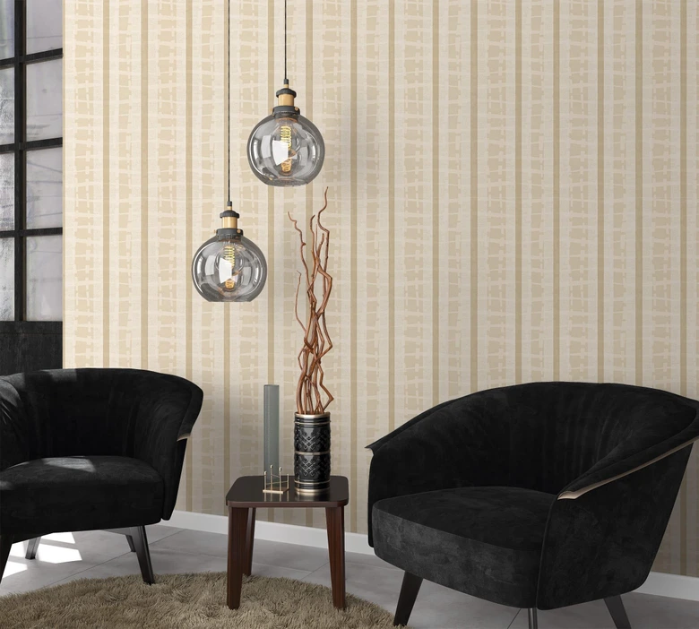 Vliestapete Streifen Modern, Klassisch, Romantisch in Gold  