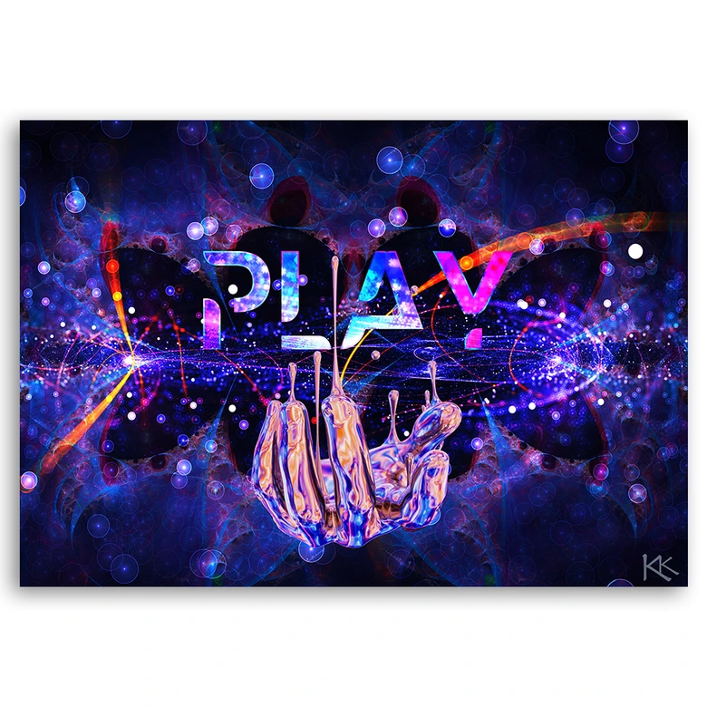 Canvasbillede, Neon spilkonsol gamer 