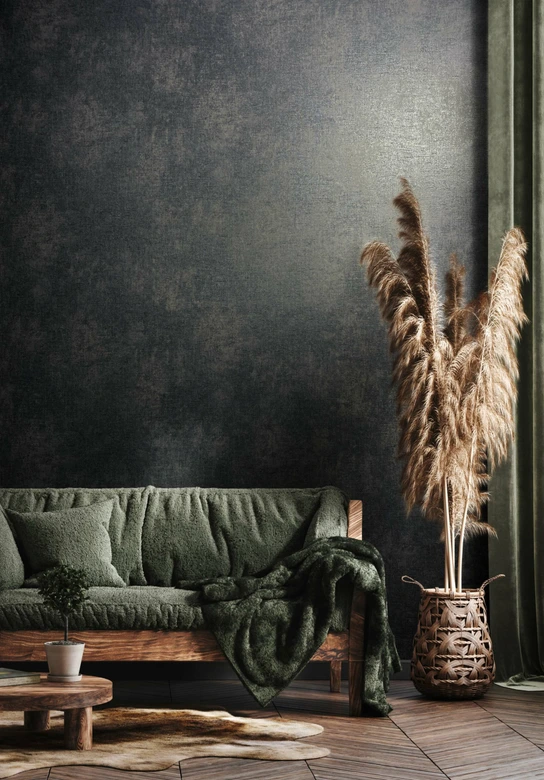 Effen behang, vliesbehang Novamur Jackie zwart 