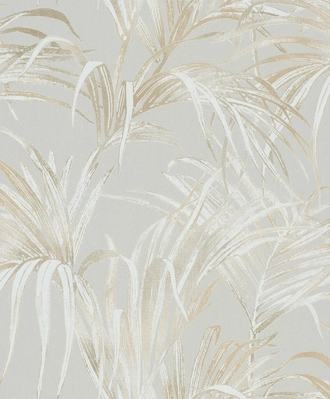 Vliestapete mit Blattmotiv auf Strukturbasis beige Floral 