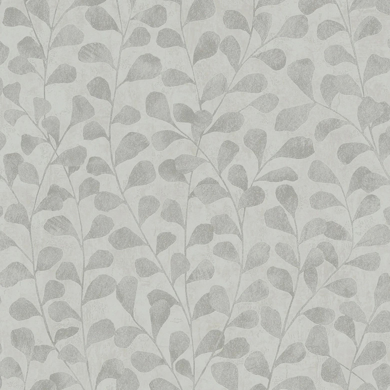 Vliestapete Blätter, Beton Floral Natur in Grau 