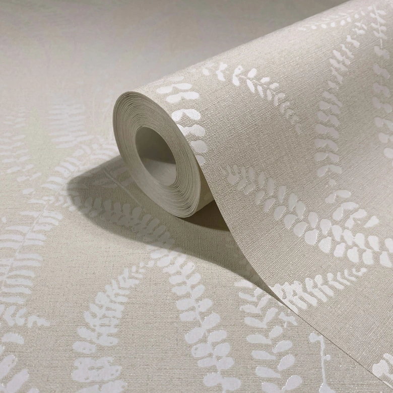 Vliestapete Blätter, Ranken Floral Natur in Beige 