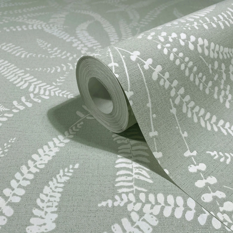 Icke-vävd tapet blad, rankor blommig natur i grönt 