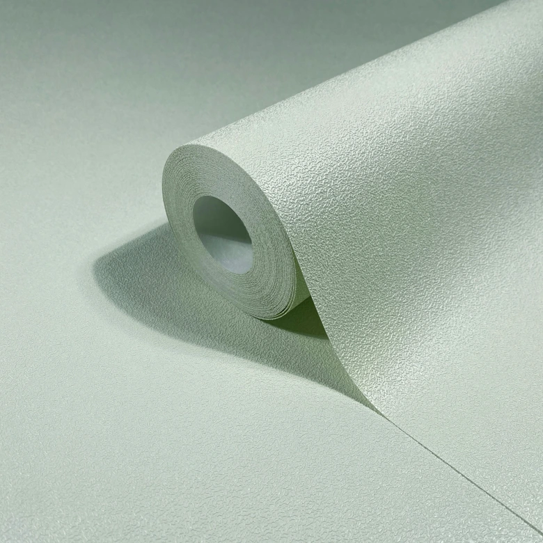 Papel pintado no tejido texturado liso moderno mate en verde claro 
