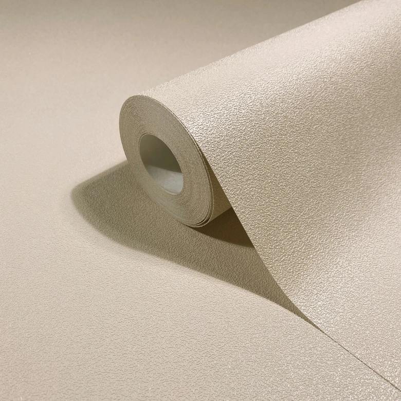 Vliestapete Strukturiert Uni Modern matt in Beige 