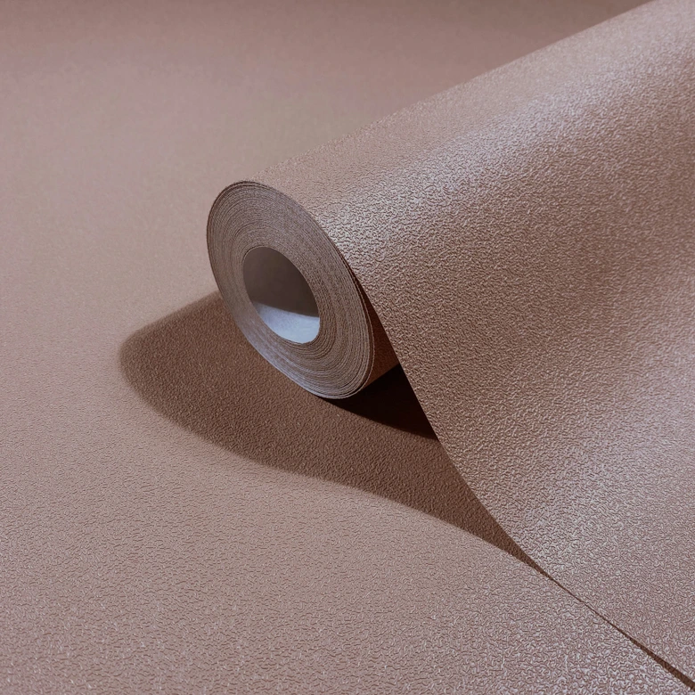 Papel pintado no tejido texturado liso moderno mate en marrón 