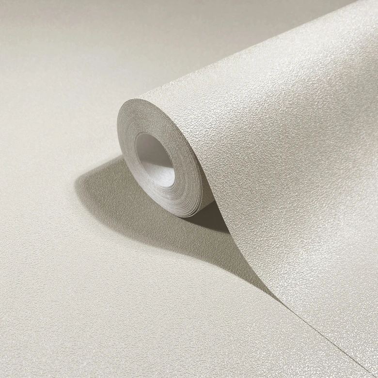 Vliestapete Strukturiert Uni Modern matt in Weiß Beige 