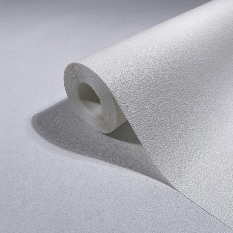 Vliestapete Strukturiert Uni Modern matt in Weiß 