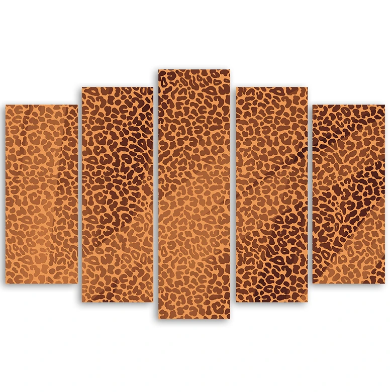 Leinwandbild 5 teilig, Leopard Leopard Pelfpatches Muster 