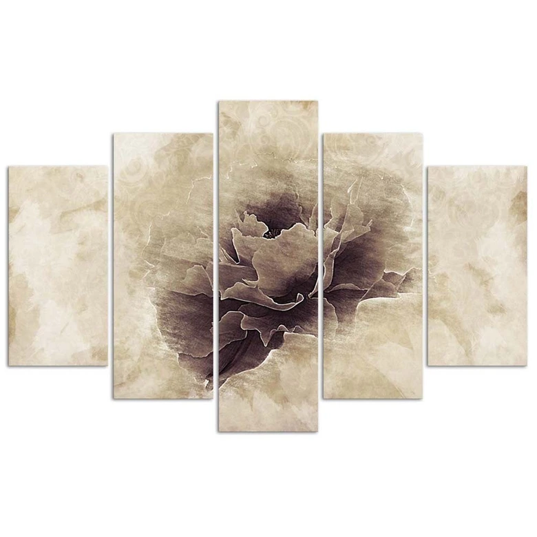 Leinwandbild 5 teilig, Rose Blume Beige Natur 